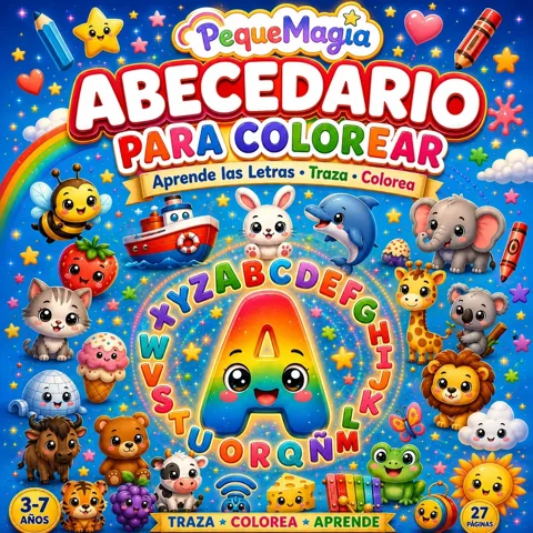 Libro de colorear Abecedario para Niños - Libro Educativo para Colorear y Aprender las Letras (PDF Imprimible)