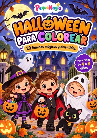 Libro de colorear Dibujos de Halloween para Colorear - Calabazas, Fantasmas y Brujas (PDF Imprimible)