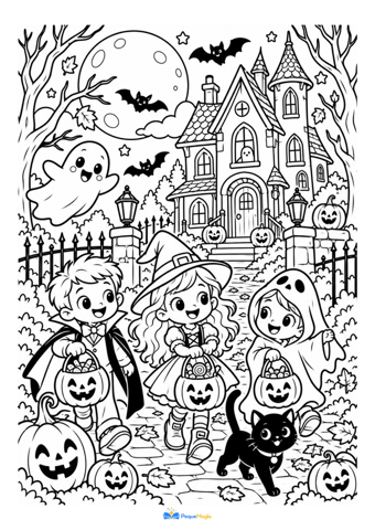 Libro de colorear Dibujos de Halloween para Colorear - Calabazas, Fantasmas y Brujas (PDF Imprimible)