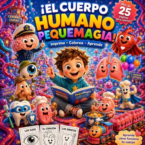 Libro de colorear El Cuerpo Humano - Libro para Colorear Educativo Infantil (PDF Imprimible)