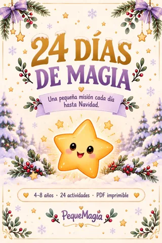 Portada del calendario de adviento infantil 24 Días de Magia: 24 actividades de Navidad para niños de 4 a 8 años, PDF imprimible