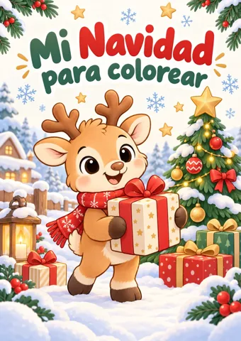 Libro de colorear Dibujos de Navidad para Colorear e Imprimir - Renos, Mandalas y Papá Noel (PDF Gratis)