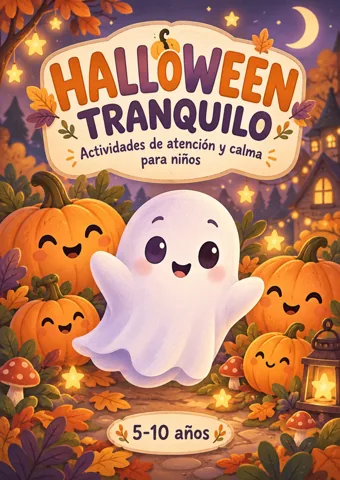 Halloween Tranquilo - Cuaderno de Actividades de Atención y Calma para Niños (34 Páginas, PDF Imprimible)